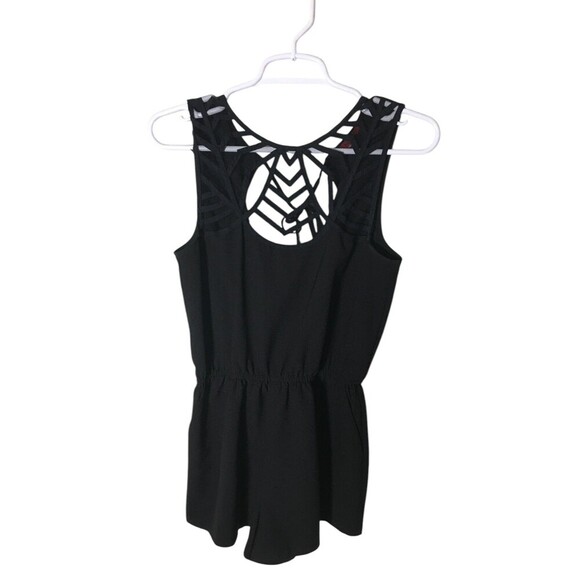 Red Saks Fifth Avenue Romper Women's Size Small Black Sleeveless Cutouts - Picture 1 of 7